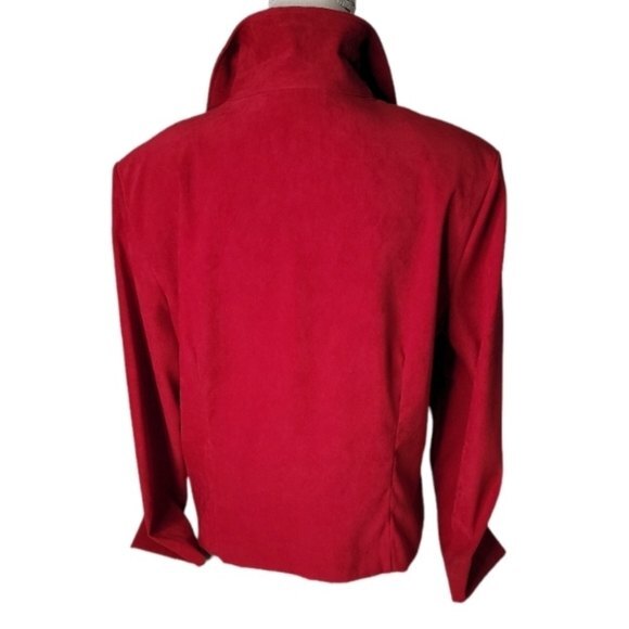 BRIGGS red light jacket blazer Size 8P petite front zippered polyester blend - Picture 4 of 10